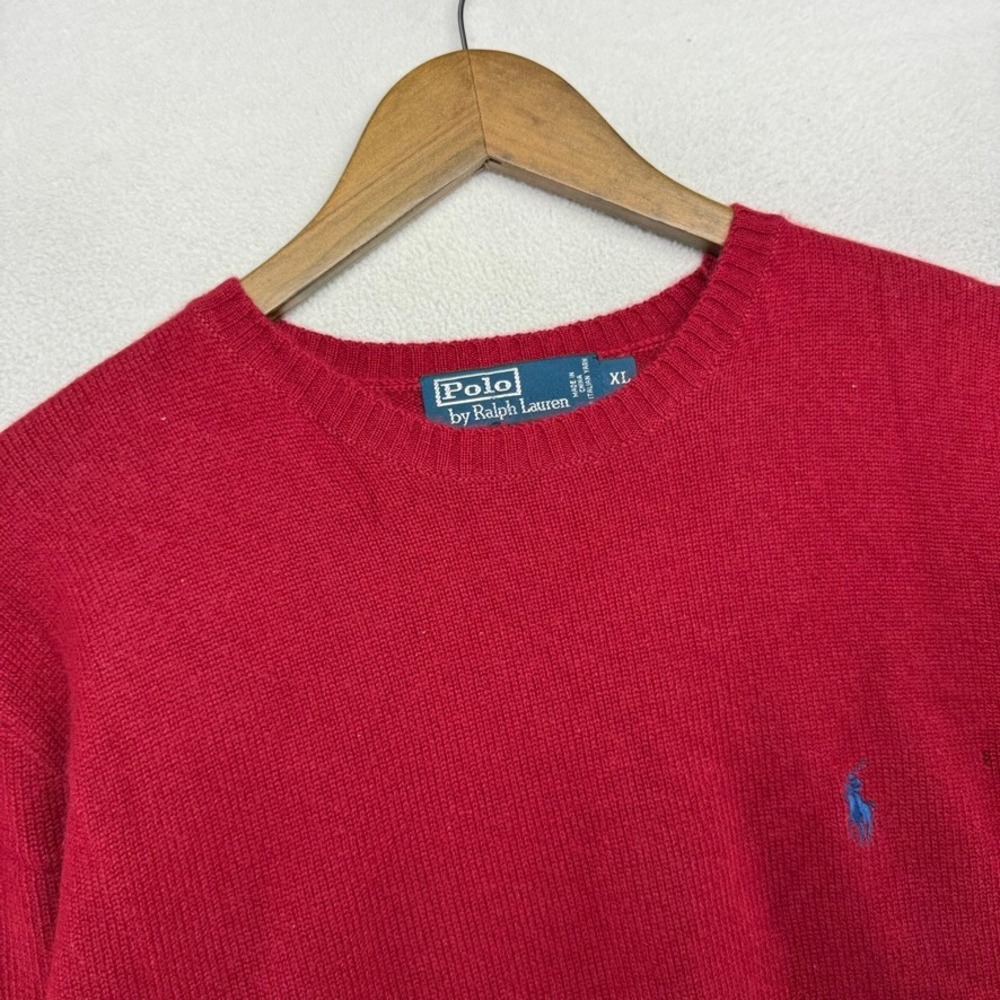 Vintage Ralph Lauren Sweater Men's XL Red 100% Cashmere Pullover Crewneck pony